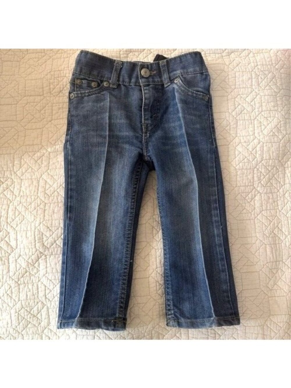 Levi's 514 Denim Jeans Size 24 Months Blue Red Levi Logo Leather Patch Western